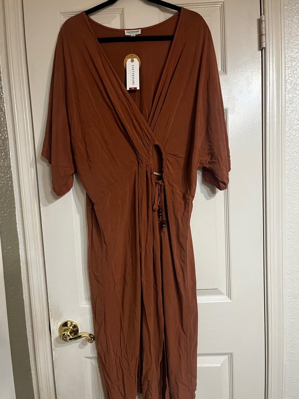 EARTHBOUND Burnt Orange Wrap-Front Midi Dress